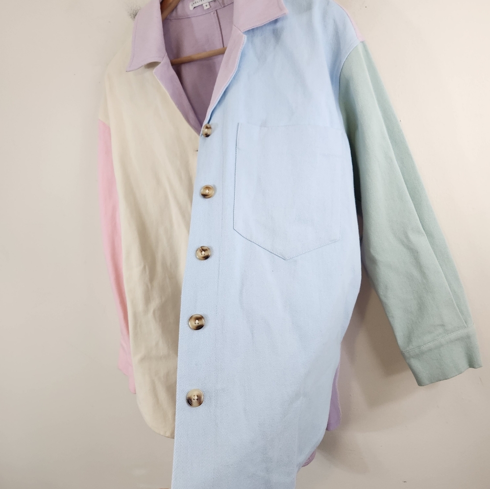 English Factory Pastel Colorblock Button-Up Jacket - Picture 5 of 7